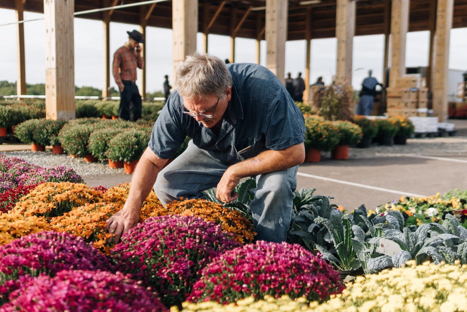 Growing with Franklin County, man looking at flowers